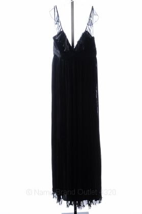 ABS Allen Schwartz 6 s Black Pleated Chiffon Ruffle Neck Gown Dress $ 