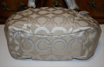 BNWT Coach 18639 Madison Abigail Op Art Lurex Khaki Tote Purse Bag 