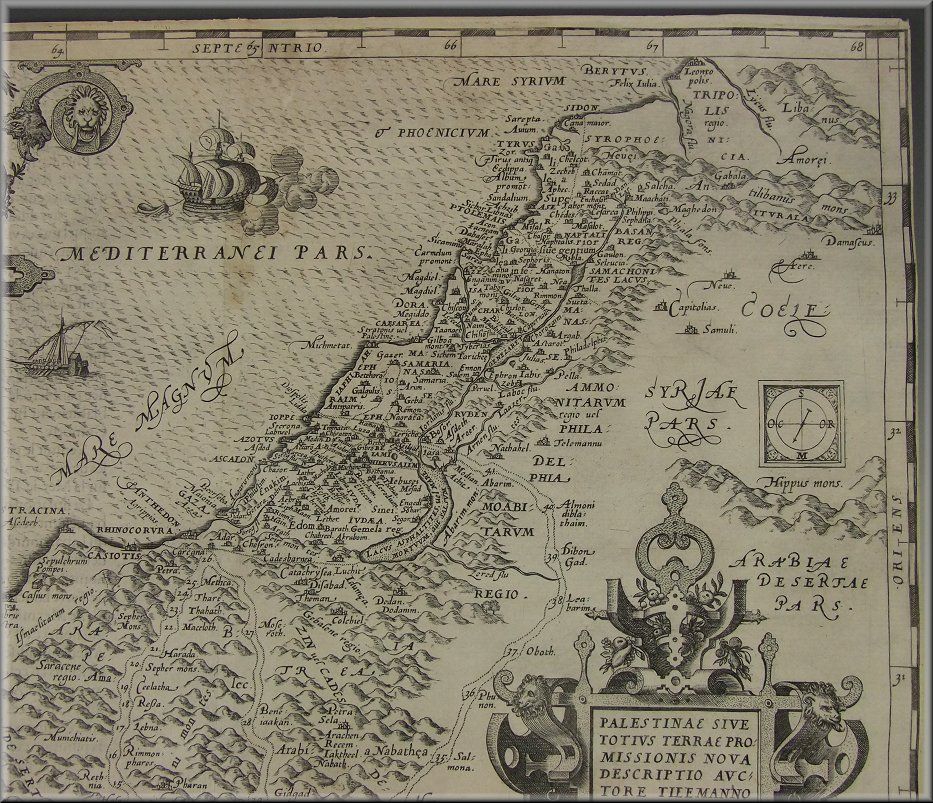 Terra Sancta 1579 Abraham Ortelius Map Of Palestine & Holy Land