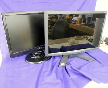 Lot of 2 LCD Flat Screen Monitors Acer X193W LG W1943TB PF Tested 