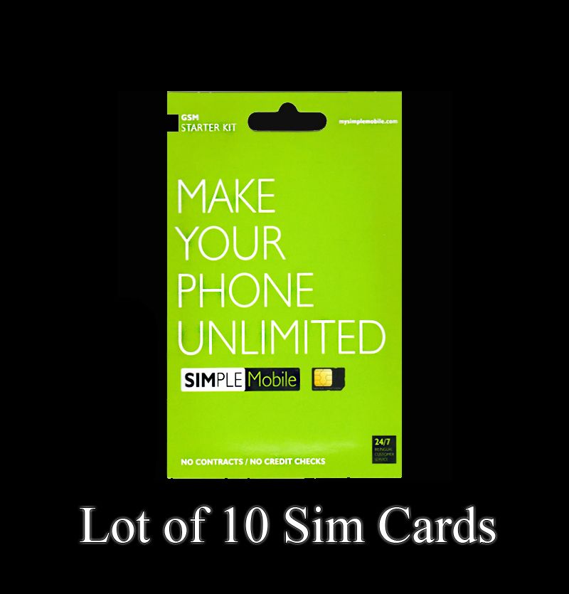 Lot of 10 Simple Mobile Sim Cards Activation Kits
