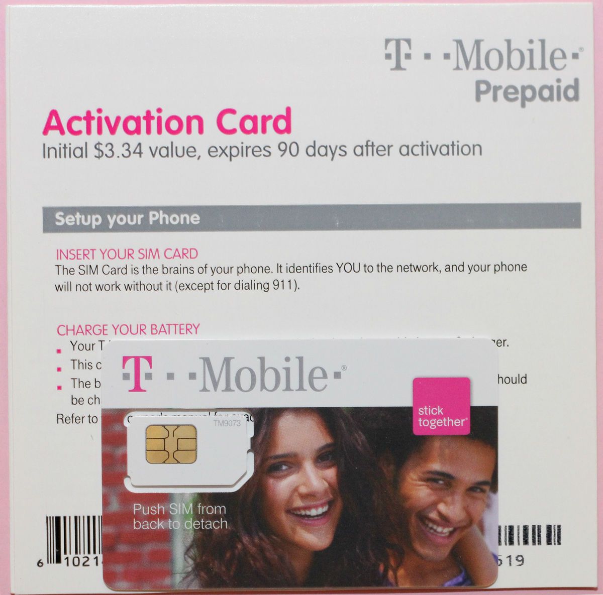 Prepaid T Mobile Kit w Activation Kit Sim Card $3 34 Airtime 