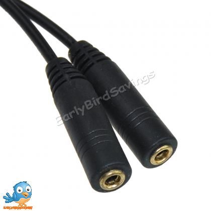 5mm Headphone Mini Jack Splitters Y Adapter 1XMALE to 2XFEMALE 15cm 