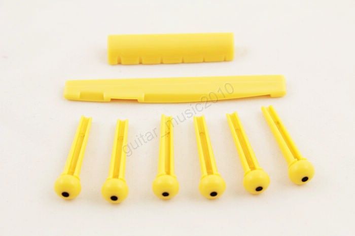 yellow 1set acoustic guitar bridge pins saddle nut no 77