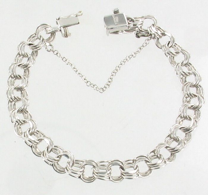 Vintage Sterling Silver MCC Double Link Charm Bracelet