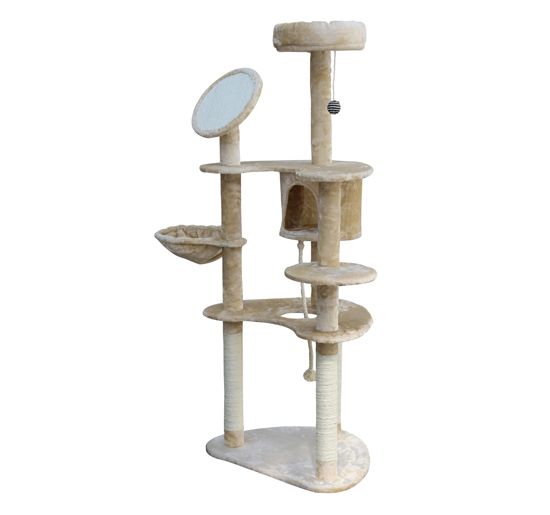 60 Cat Tree Condo Furniture Scratch Post Pet House   Cream