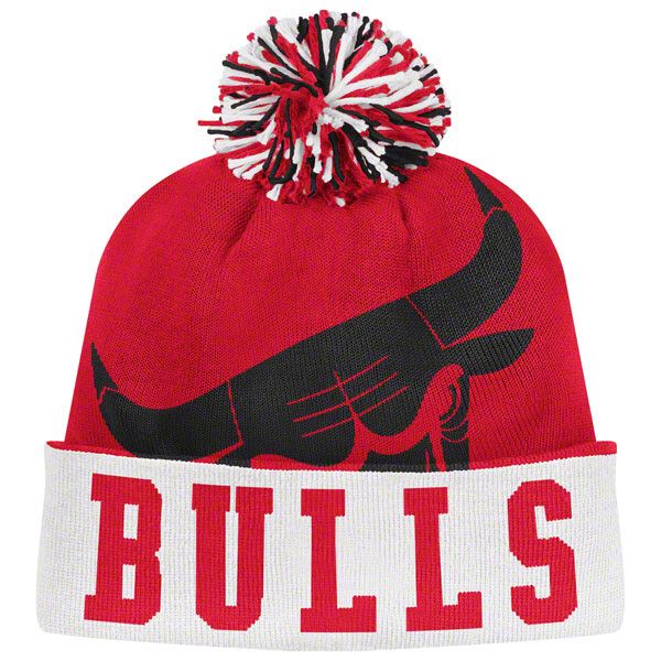 Chicago Bulls adidas Originals Red Style Option Long Pom Knit Hat