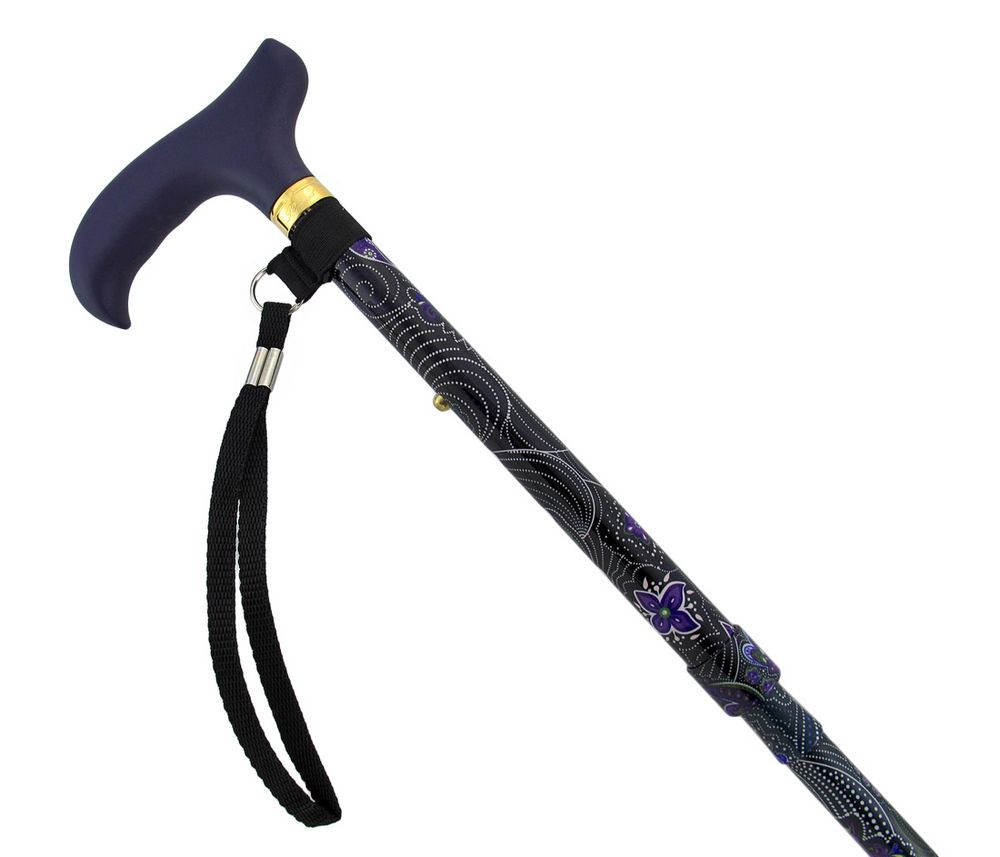 Purple Paisley Adjustable Folding Aluminum Walking Cane