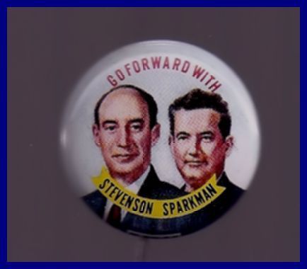 Adlai Stevenson John Sparkman Pin Button Political Democrat President 