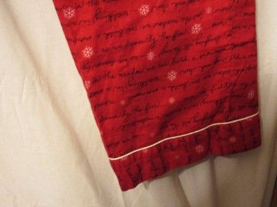 Adonna Flannel Sleep Lounge Pants Sz Large Red White Beautiful 