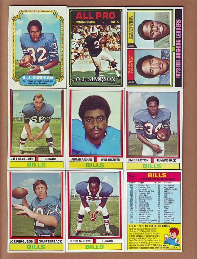   1974 Topps Buffalo Bills TEAM SET 80 3 O J Rashad RC DeLamielleure RC