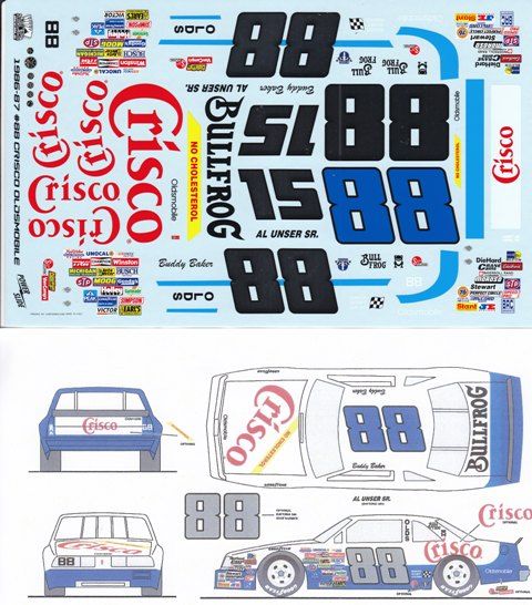 88   #15 Buddy Baker & Al Unser Sr. Crisco Oldsmobile 1/24th   1/25th 