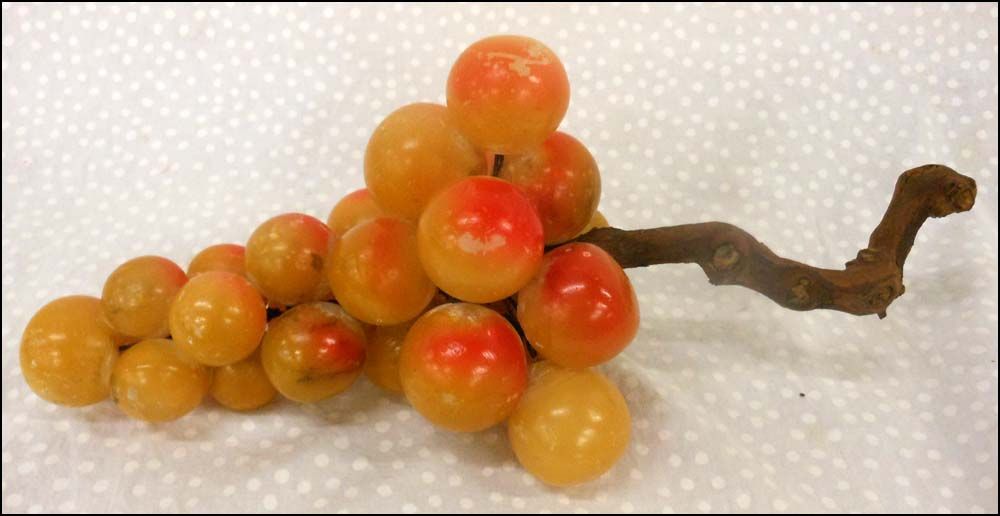 Painted Alabaster Grapes on Gnarly Stem