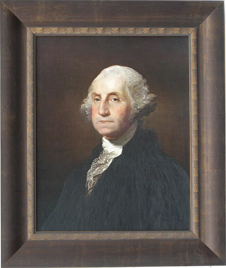 Gilbert Stuart George Washington Bronze Custom Framed Canvas 