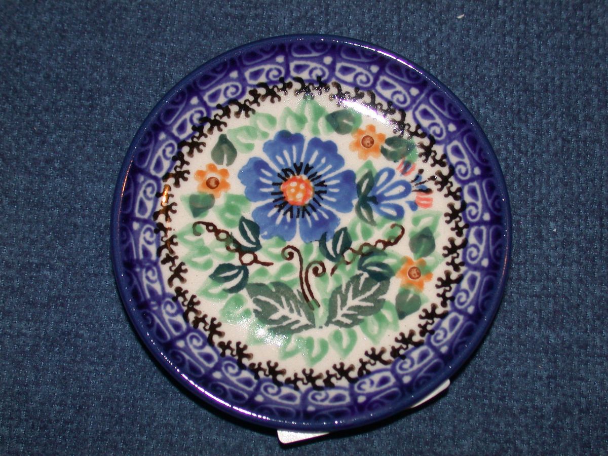 Polish Pottery STONEWARE CA 4 plate UNIKAT  signed I. Maczka