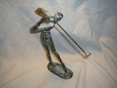 Mid Century Alberto Giacometti Style Bronze Golfer Statue Sculpture 