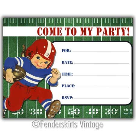 Vintage Retro Football Boy Birthday Party Invitations