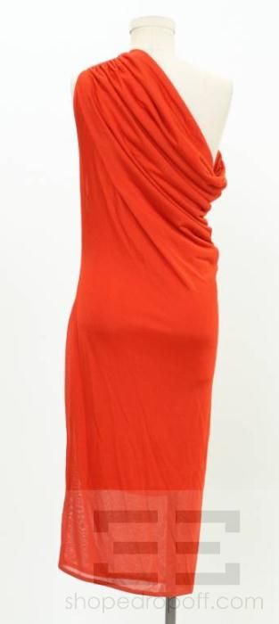 Alexander McQueen Red Knit One Shoulder Dress Size M