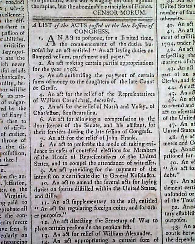 United States Department of the NAVY Act Creation   Th. Jefferson 1798 