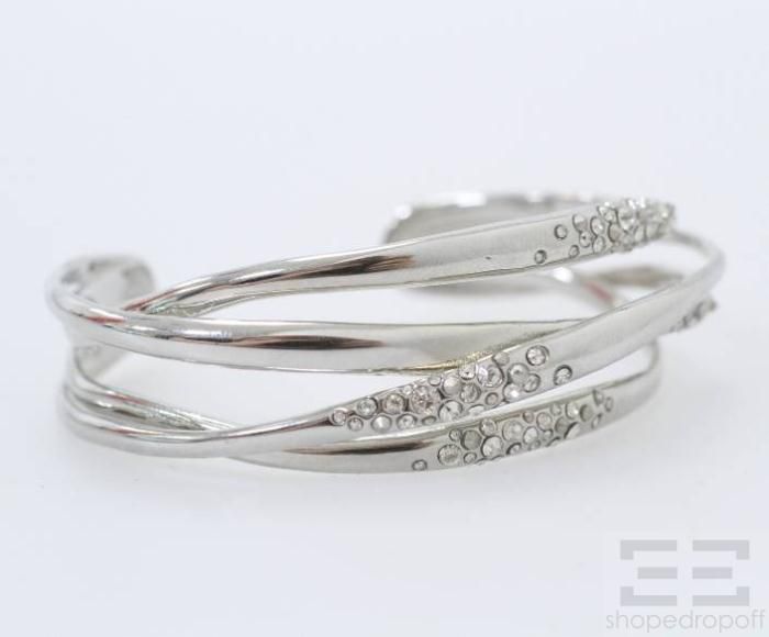 Alexis Bittar Silver Interlaced Crystal Cuff Bracelet