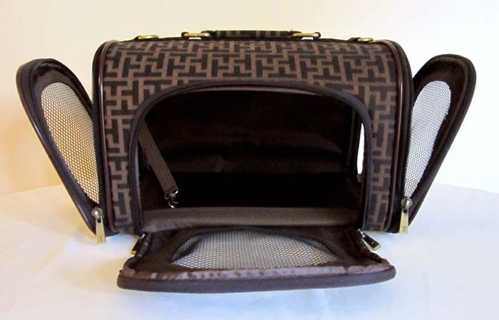   Pet Luggage Carrier Dog Cat Travel Design Bag Purse Case Brown