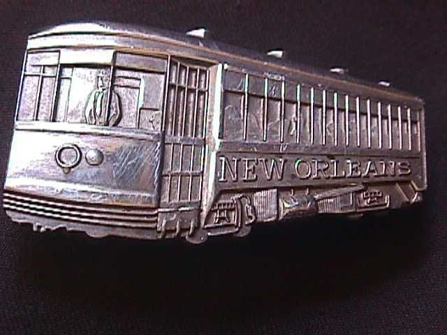 Allan Adler Sterling Silver New Orleans Street Car Trolley Brooch 