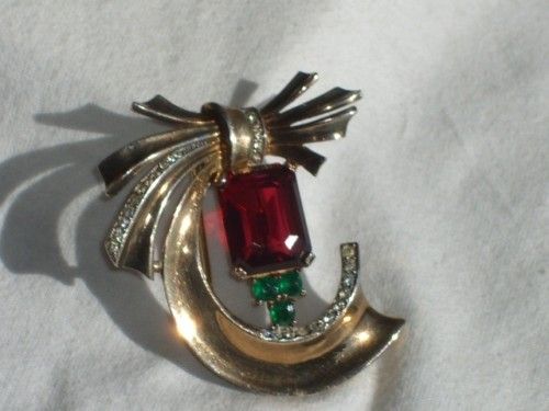 1945 Vtg Alfred Philippe Half Moon Trifari Clip Brooch