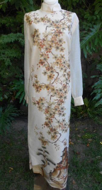 VTG ALFRED SHAHEEN 1960s ETHNIC INSPIRED Printed WOMENS DRESS