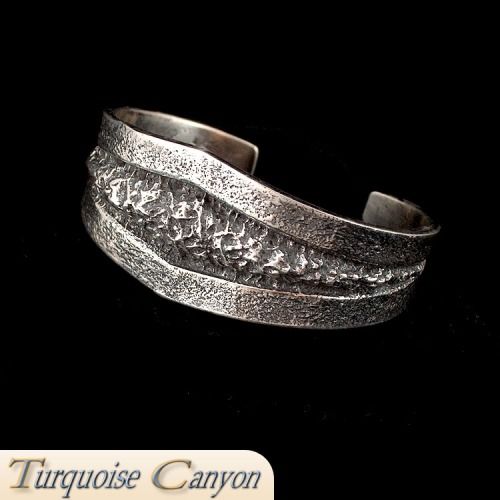   American Silver Tufa Cast Bracelet by Ernie Alviso SKU 224937