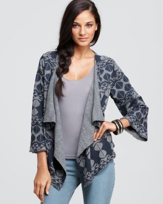 Alternative Apparel New Laurel Gray Asymmetric Bell Sleeve Cardigan 