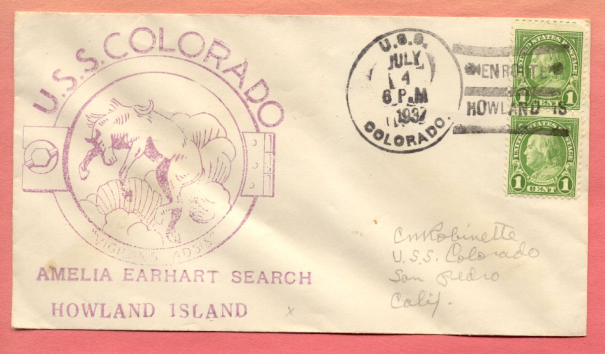 1937 AMELIA EARHART CRASH SEARCH USS COLORADO EN ROUTE HOWLAND ISLAND 