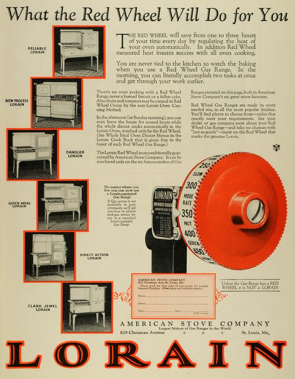   ad american stove co lorain gas ranges kitchen appliance vintage decor