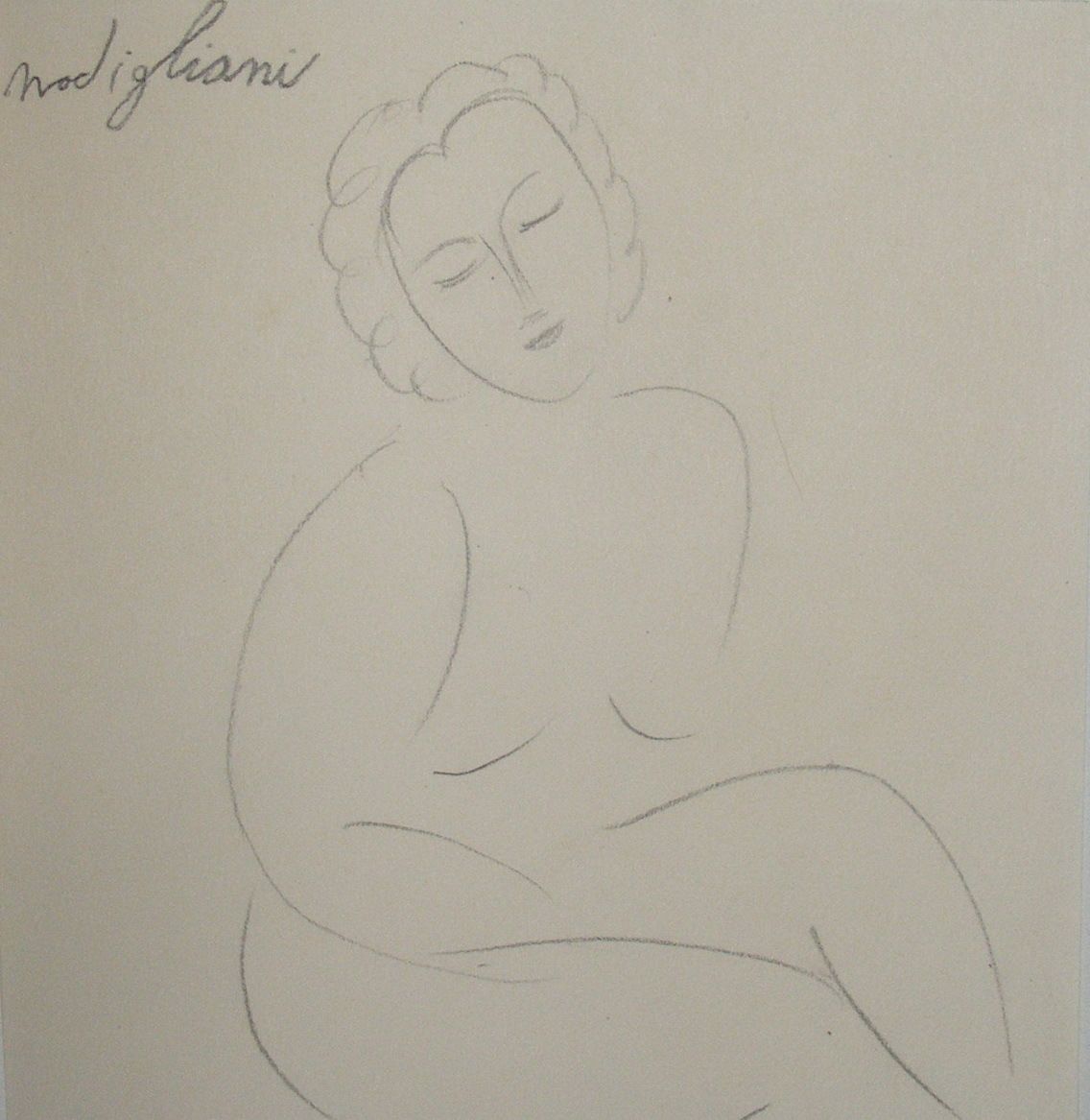 Special pencil drawing Signed Amedeo Modigliani Picasso Dali era