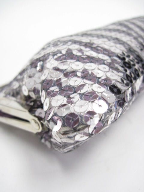 description you are bidding on a amici silver navy sequin clutch 