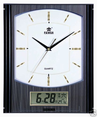 Analog Digital Wall Clock w Date Melodies 0542 Gold