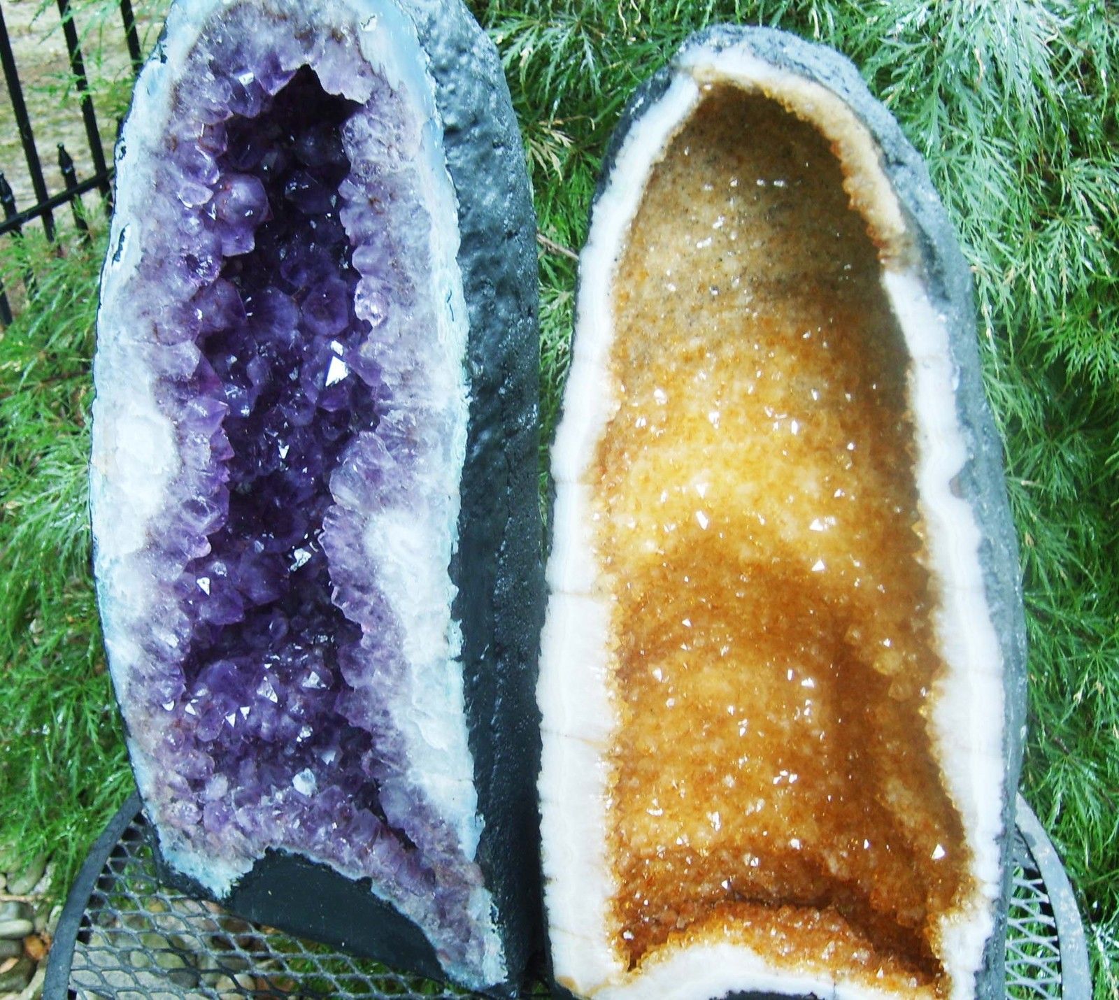 Cathedral Geodes Set Perfectly Matched Amethyst Citrine 63 lbs Violet 