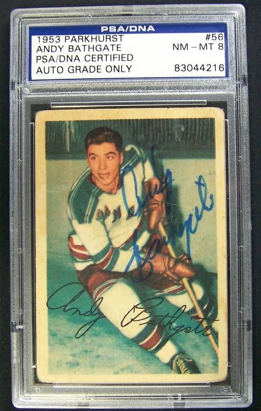 1953 54 Parkhurst Andy Bathgate RC 56 PSA DNA NMMT 8