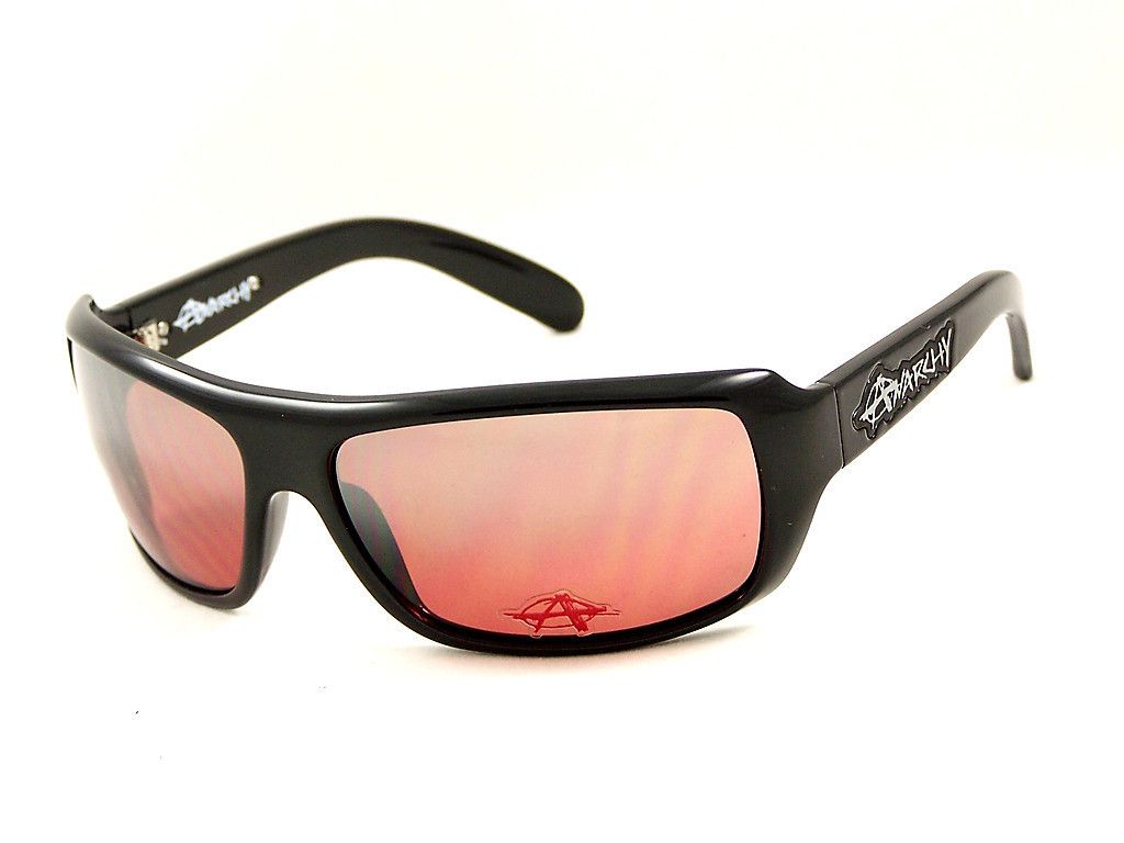 NIB $95 Anarchy Krooked Black/Vermillion Sunglasses ★