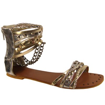 Womens Ankle Cuff Multi Strap Flat Sandal