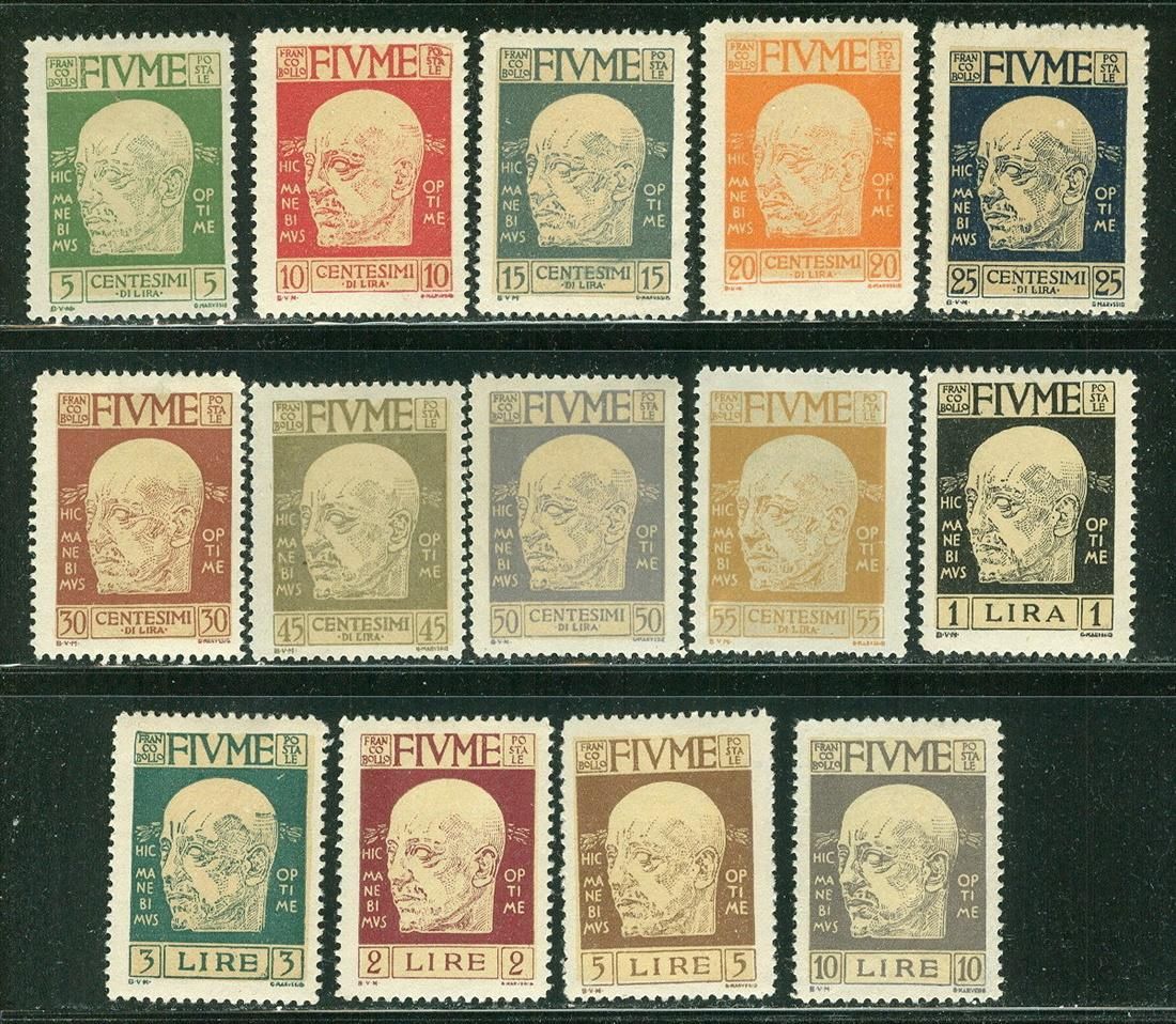 FIUME Italy 1920 Gabriele DAnnunzio Set 14 MLH US$190