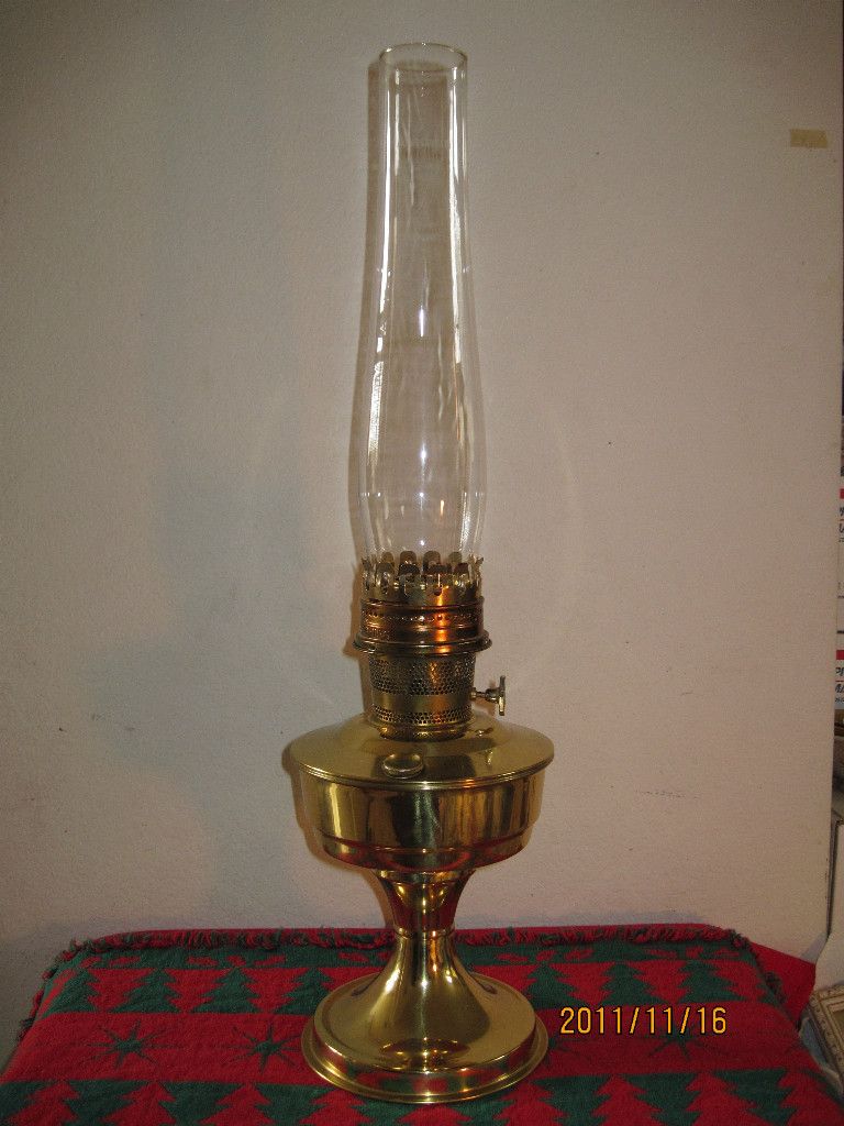 Antique ALADDIN Brass Kerosene Oil Lamp with Glass Chimney