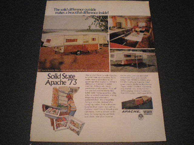 1973 Apache Vesely Travel Trailer Color Vintage Ad