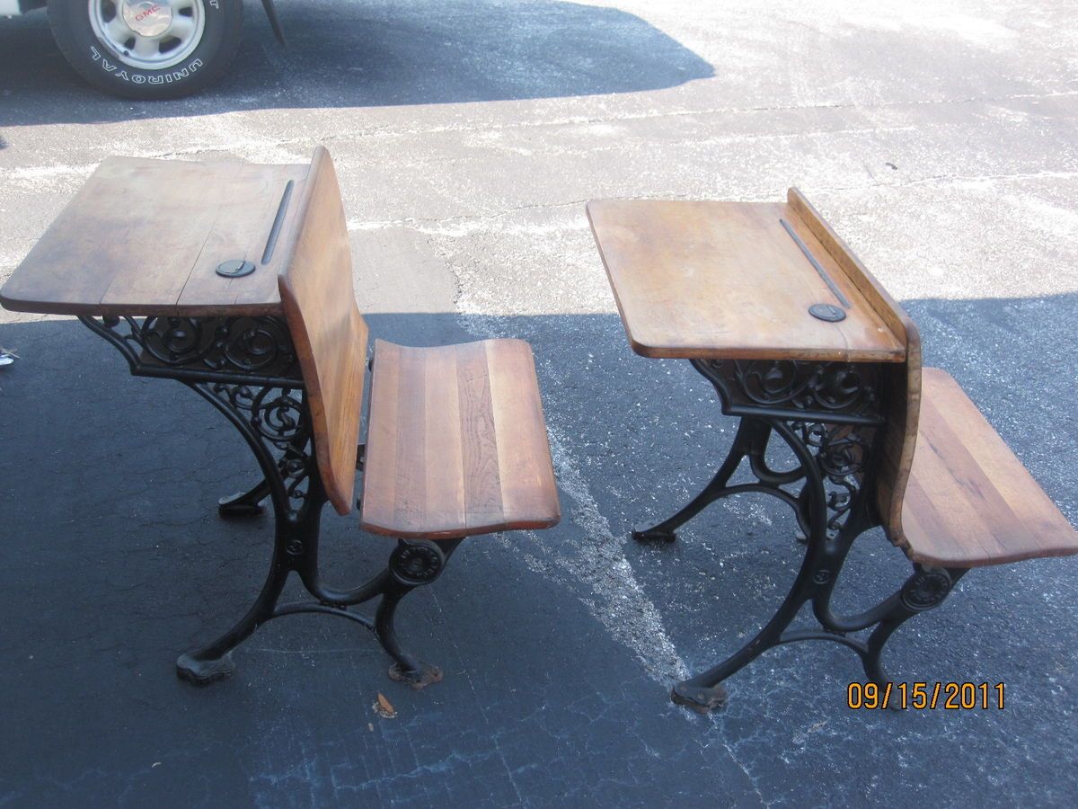 Antique School Desk Complete with Inkwell