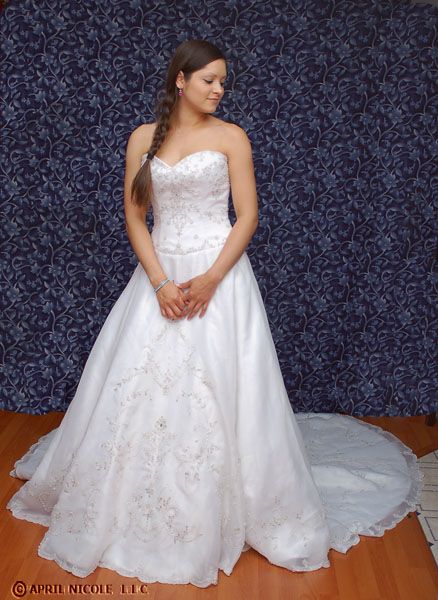 Moonlight H9702 White Organza Sweetheart Strapless Beaded Wedding 