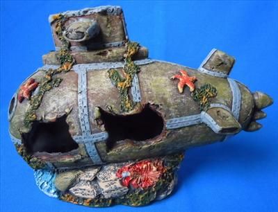 aquarium fish tank ornament submarine wreck 25cm