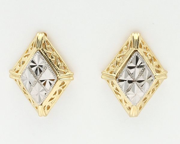 14k Two Tone Gold Filigree Michael Anthony Earrings