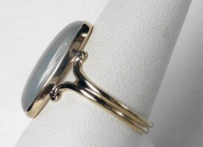   10K YELLOW GOLD VICTORIAN MOONSTONE SOLITAIRE RING~LONG+ELEGANT~SZ 8