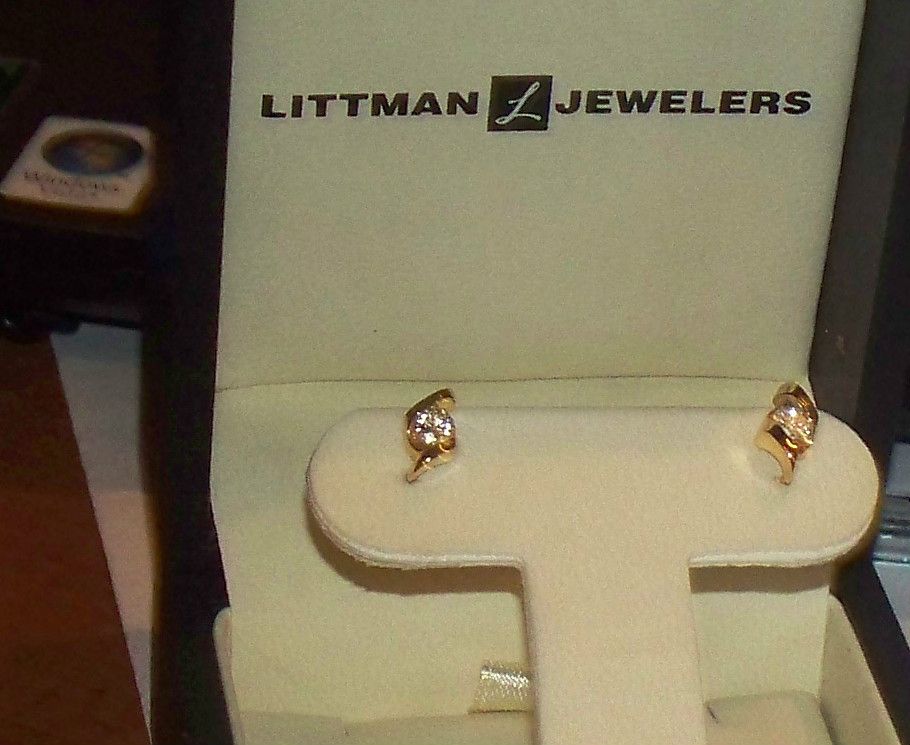 14kt Yellow Gold Diamond Pierced Earrings REDUCED
