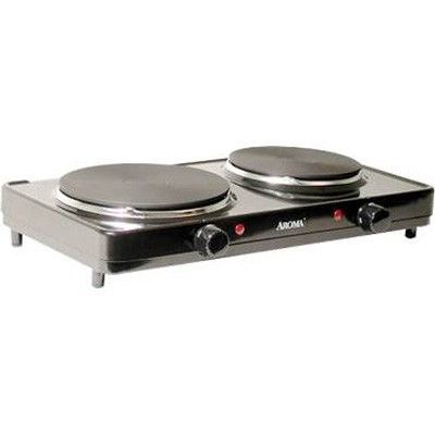 Double Burner Portable Cooktop, Aroma Freestanding Dual Electric Range 