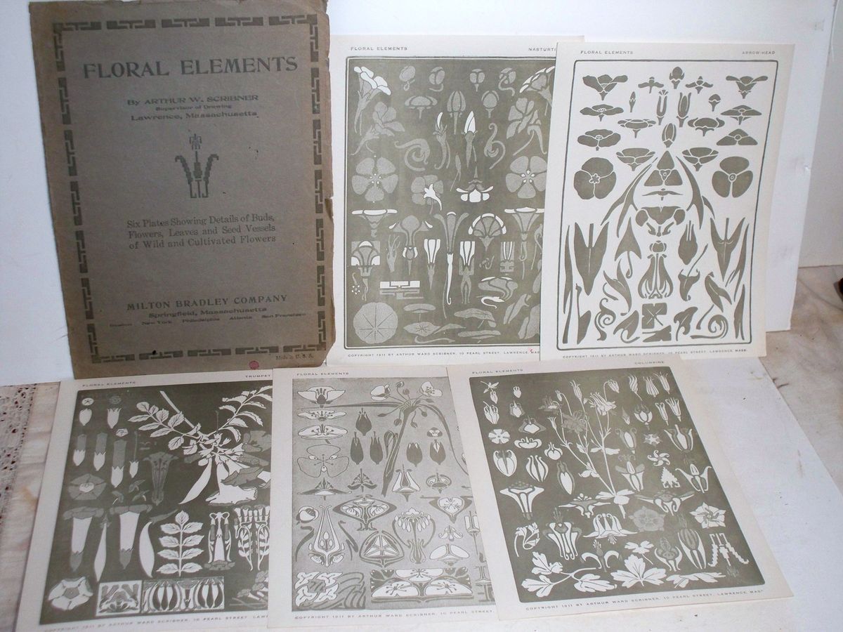 Very Rare Floral Elements Arthur W Scribner By Milton Bradley Company 